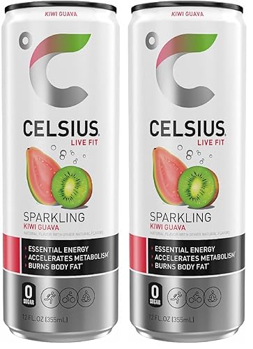 CELSIUS Sparkling Kiwi Guayaba, bebida energética esencial funcional, 12 onzas líquidas (paquete de 2)