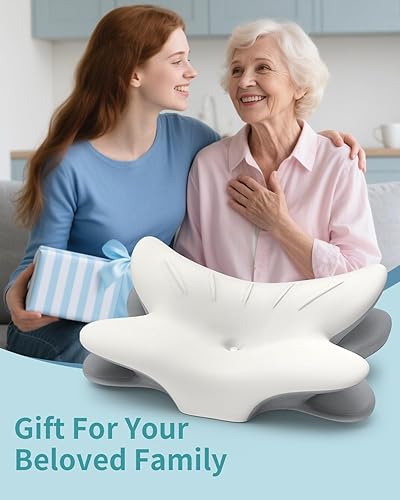 Miniatura 7 de Almohada cervical para el cuello para aliviar el dolor de dormir, ergonómica, soporte de cuello con soporte de cuello con 2 alturas, almohadas de