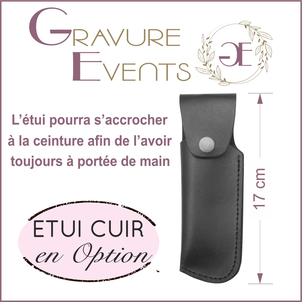 Gravure Events - Couteau de Marque Laguiole Bougna personnalisé avec prénom gravé - Cadeau pour homme : fête des pères, papa, tonton, grands pères (papi, papy) anniversaire, noël - burl (Lame 10.5cm)