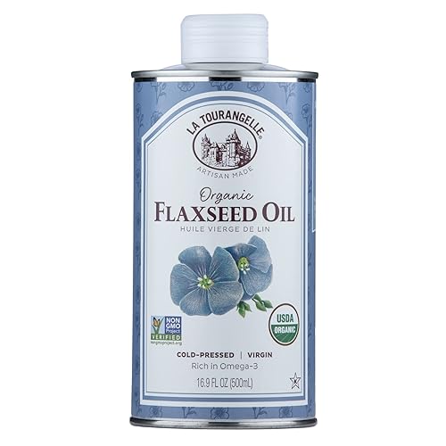 La Tourangelle Aceite de linaza orgánico omega-3 esencial para mejorar la salud del corazón vegano sin OMG sin gluten Kosher condimento de hierro