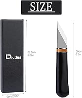 Vista 2 de Cuchillo de corte de cuero, cuchillo puntiagudo, herramienta de trabajo de cuero con mango de madera, hoja de acero inoxidable, ideal para corte