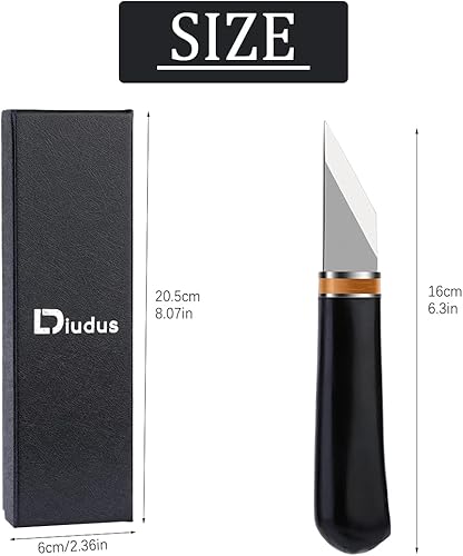 Miniatura 2 de Cuchillo de corte de cuero, cuchillo puntiagudo, herramienta de trabajo de cuero con mango de madera, hoja de acero inoxidable, ideal para corte de