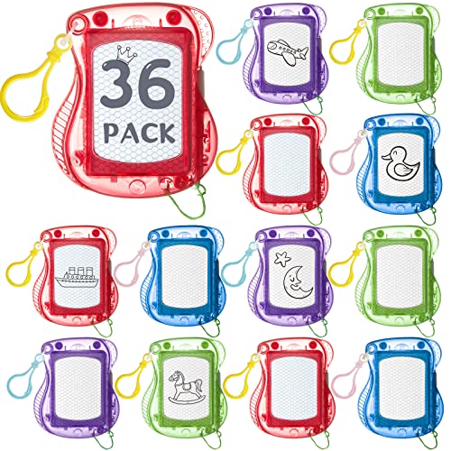 Outus 36 Pieces Mini Drawing Board Magnetic Doodle Board, Backpack Keychain Clip Drawing Boards Erasable Doodle Board Portable Writing Pad for Boys and Girls Birthday Party Favors