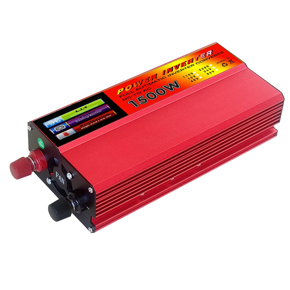 Przetwornica napięcia, inwerter mocy 1500 W z cyfrowym wyświetlaczem Inwerter 12 V, przejście 220 V, przetwornik mocy (rozmiar: 12 V 110 V)