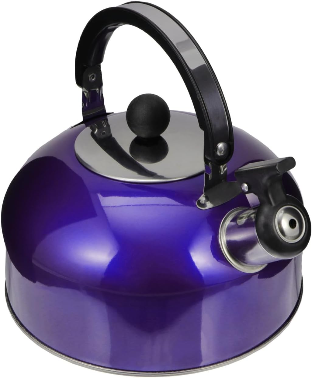 iplusmile Stainless Steel Whistling Tea Kettle for Stovetop, Navy Blue Teapot with Anti-Scald Handle, 2.1 Quart / 2L Food Grade Water Boiler, Compatible with Gas Induction Cooktops