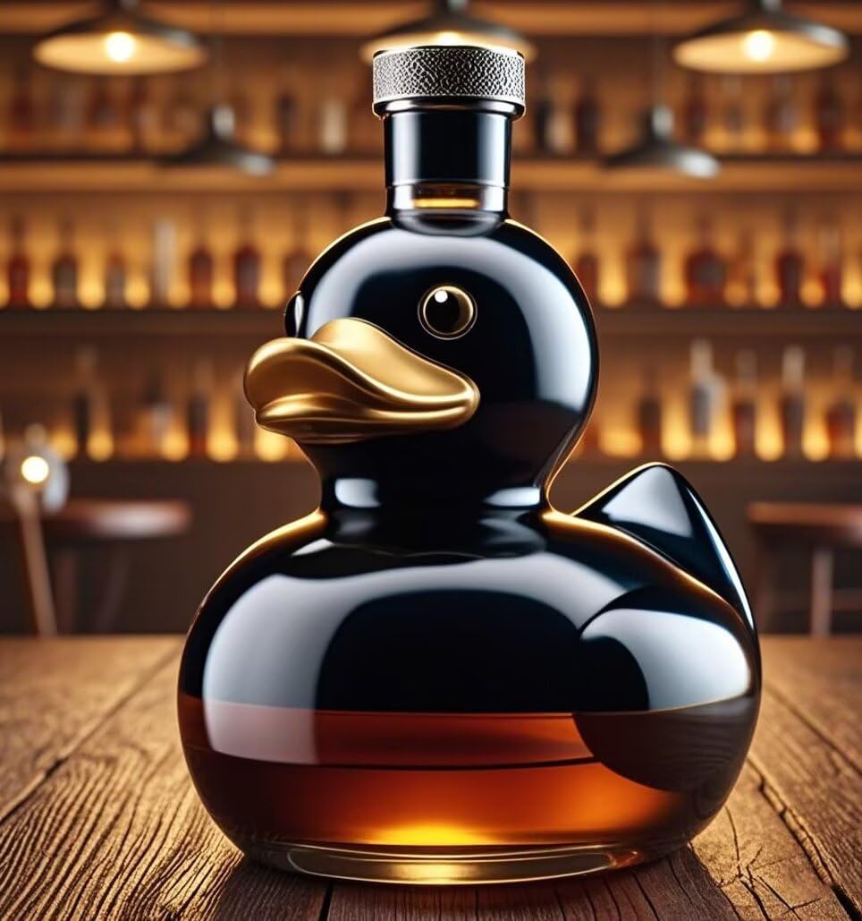 Funny Whiskey Duck Decanter – 17oz Unique Glass Alcohol Bottle ...