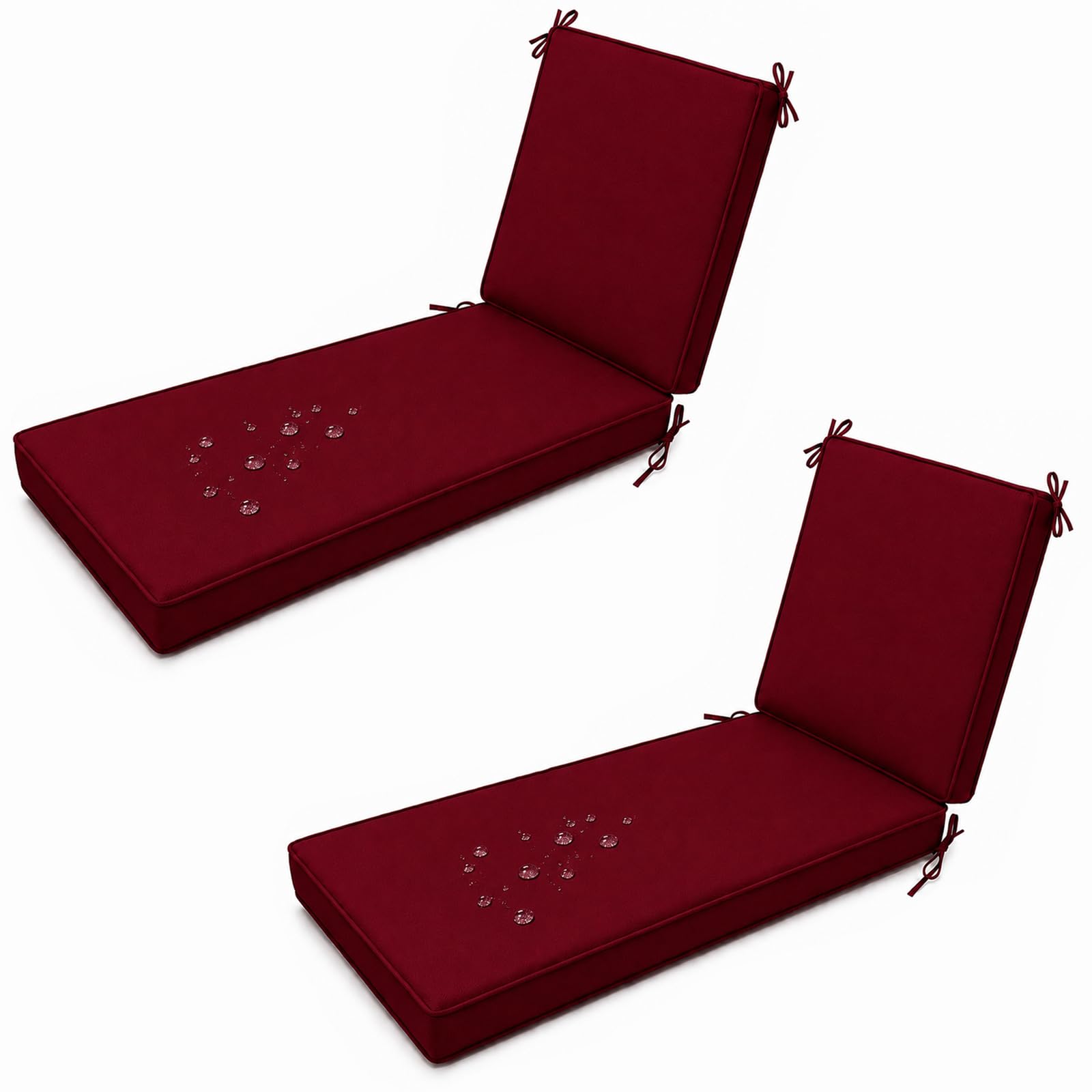 Waterproof Sun Lounger Cushion, Thick Padded Garden Recliner Chair Cushion