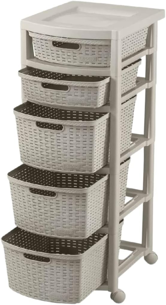 Elly decor Plastic chest of drawers with 5 colored drawers, Drawer