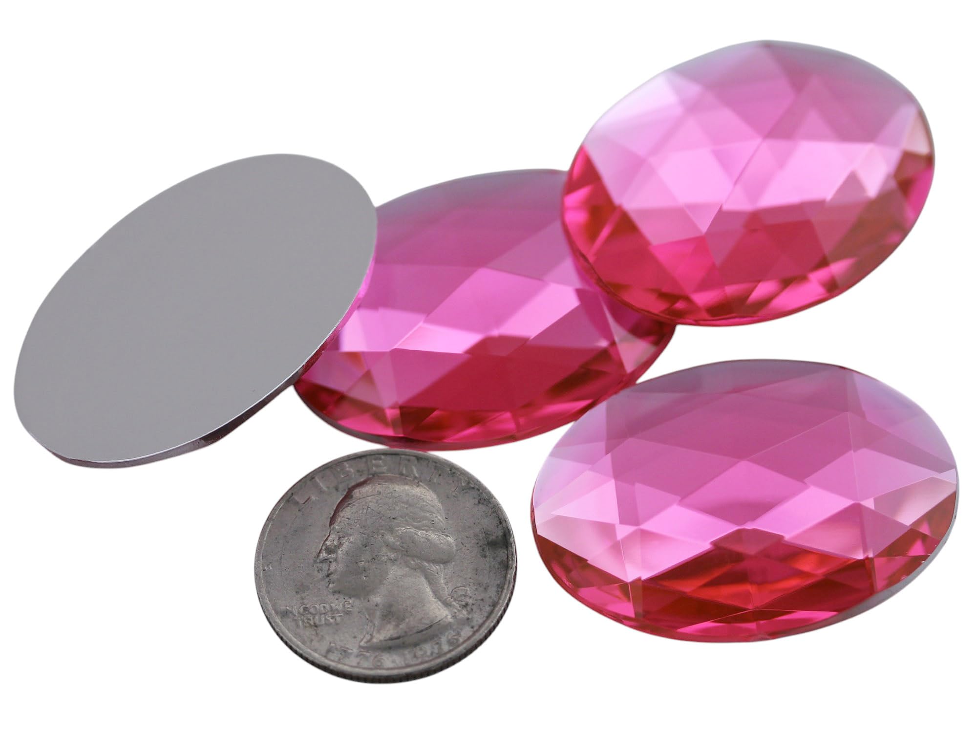 Allstarco Pink 40X30mm Hot .Nap01 Large Flat Back Oval Acrylic Rhinestones Cosplay Costume Gems Plastic Jewels Embelishments Diy Crafts Gemstones - 4 Pieces
