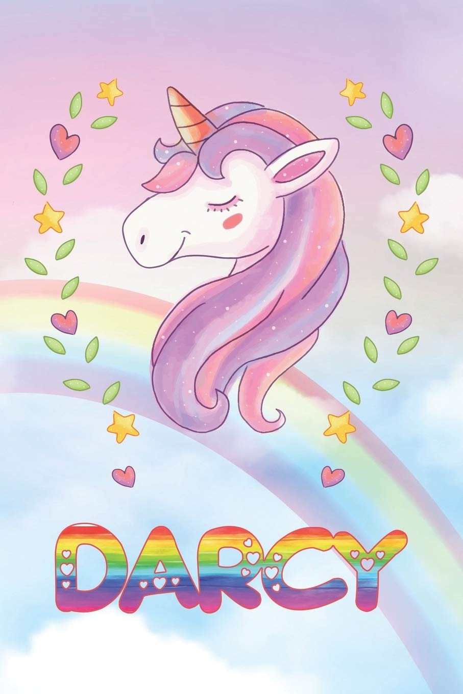Darcy: Darcy Unicorn Notebook Rainbow Journal 6x9 Personalized Customized Gift For Someones Surname Or First Name is Darcy