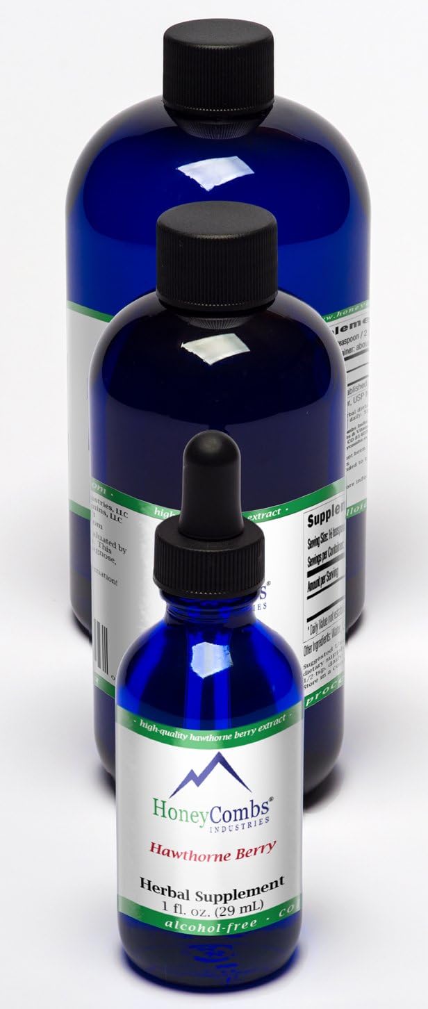 HoneyCombs 8oz. Hawthorne Berry – Supports the Circulatory System, Heart and More – Liquid Extract