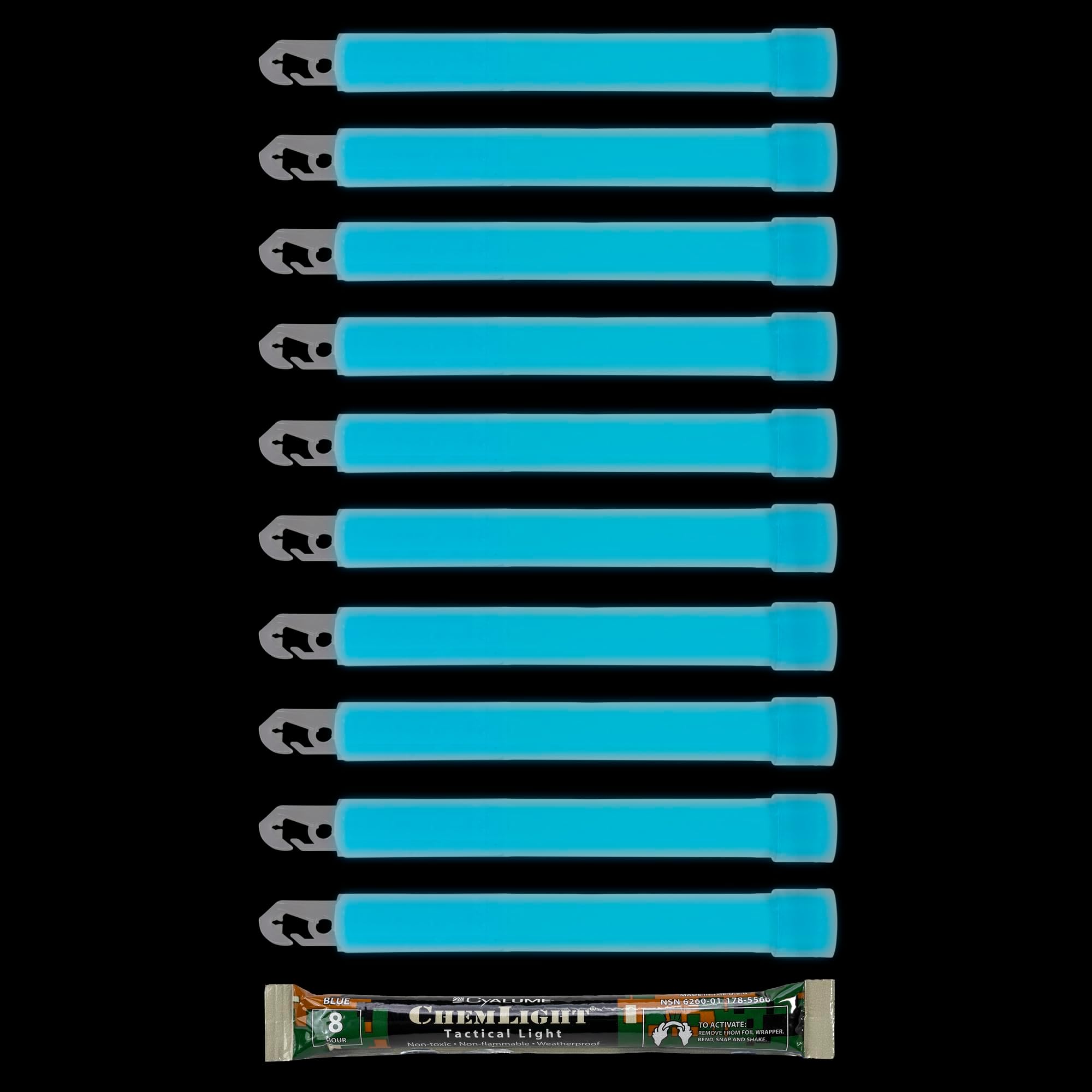 Cyalume ChemLight Light Stick, Military Grade, 8 Hours Duration, 6 Inches, 10 Pack