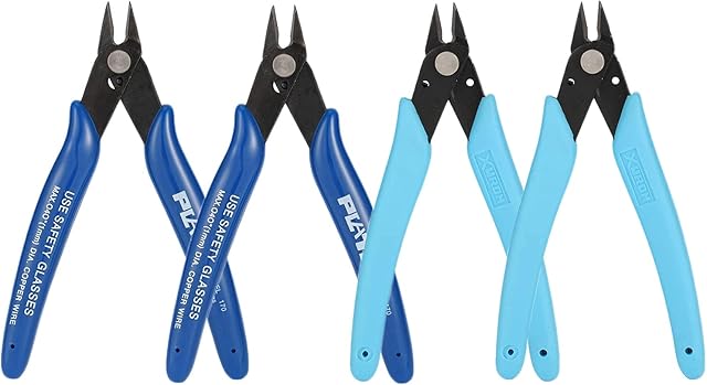 CYH Mini Wire Cutters - 4 Pcs Snips Cutter - Side Cutters Electrical Wire Cable Cutters - Flush Cutters with Non-Slip Soft Handle - for Jewelry Craft DIY Model-Making, Light Blue