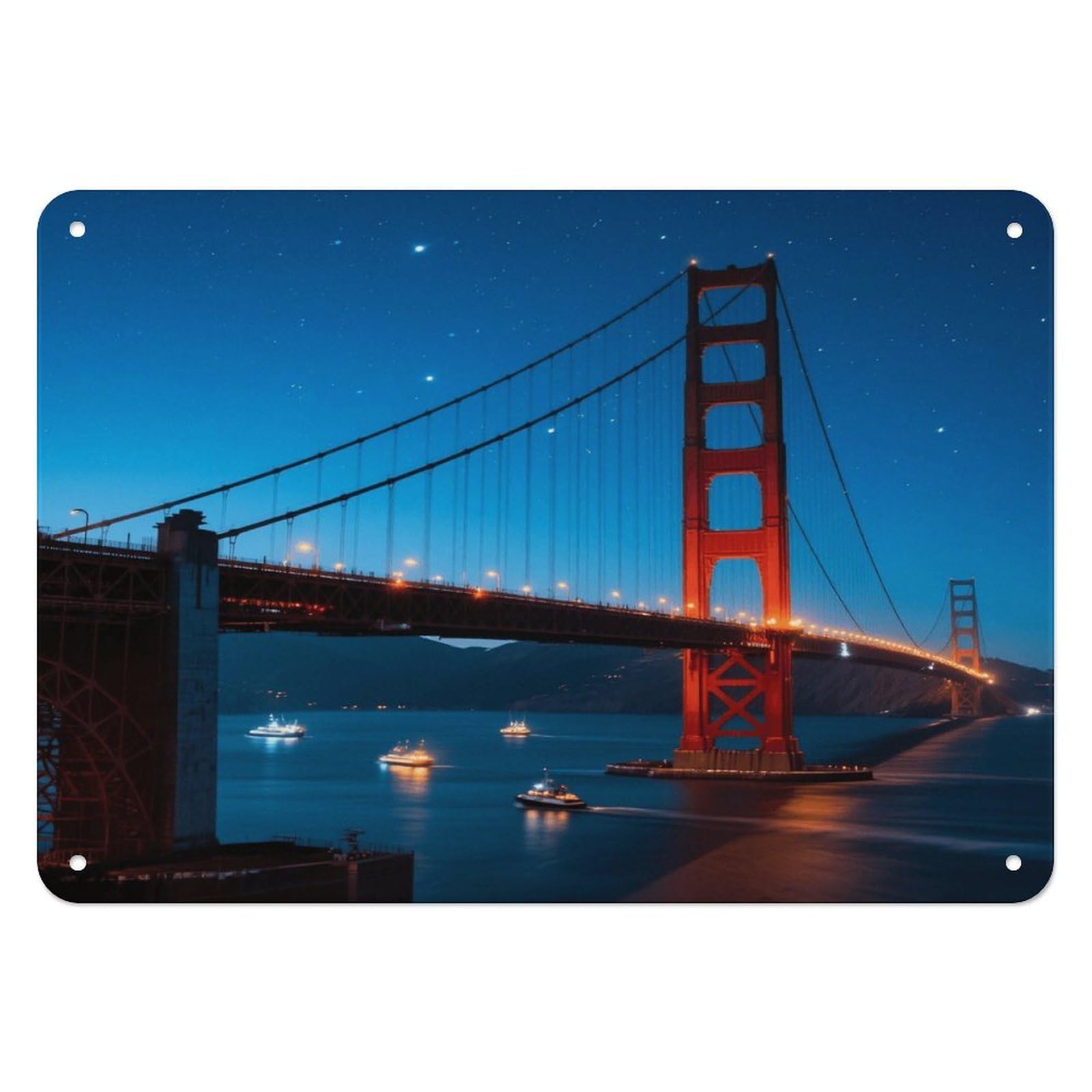 Fekiloot Style Golden Gate Bridge Wall Decor Iron Painting Metal Sign
