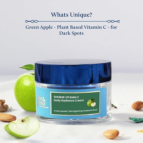 Miniatura 2 de Blue Nectar Crema facial de vitamina C a base de plantas para piel brillante, crema eliminadora de círculos oscuros con manzana verde y aceite de