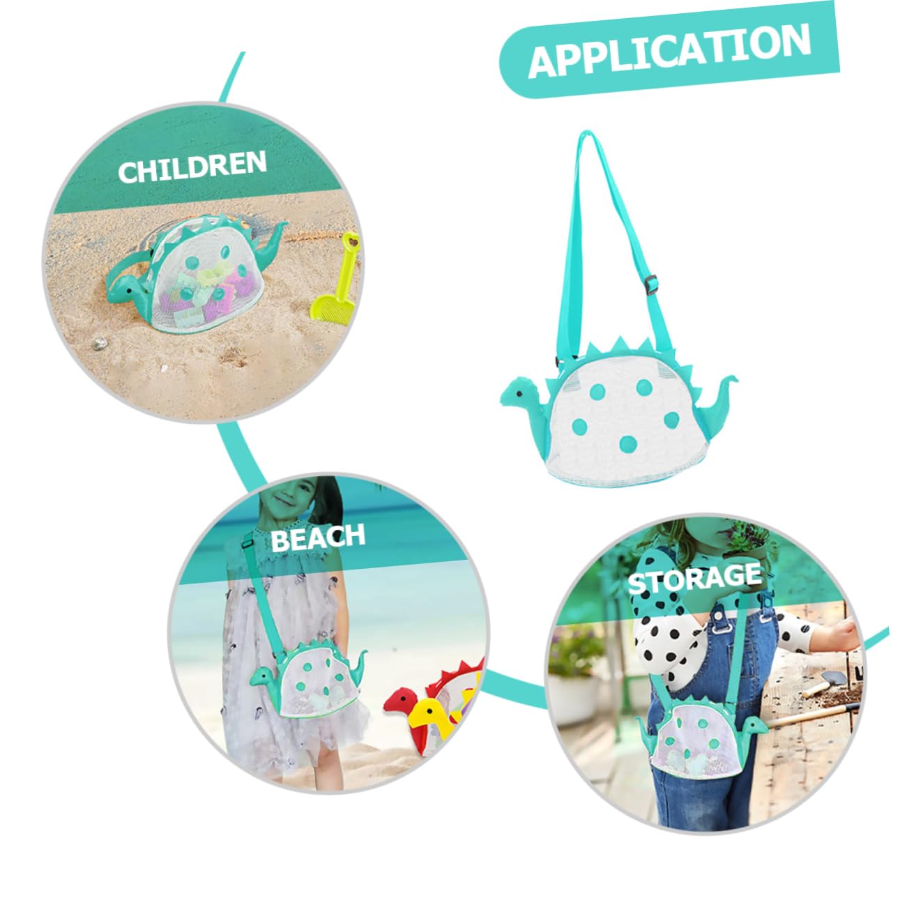 Toyvian Dinosaur Mesh Beach Bag Beach Essentials for Sand Storage Breathable Design and Treasure Collecting