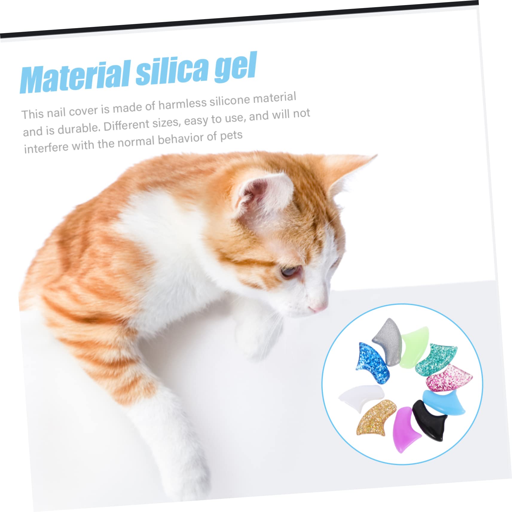 Kisangel 50 Juegos Kit De Uñas De Gato Gatito Se Engancha a Las Cubiertas De Las Uñas Pegamento para Uñas Cubiertas De Uñas De Gatos Tapas De Uñas De Perro De Colores Gorras Gel De Sílice