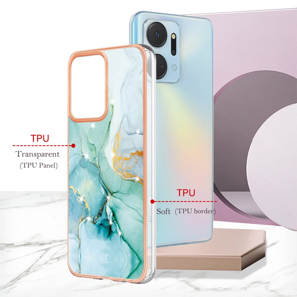 SEAHAI Cover Per Honor X7 - Custodia Protettiva Ultrasottile In Silicone TPU E PC, Con Glitter E Stampa Montagna Di Neve Blu, Antiurto