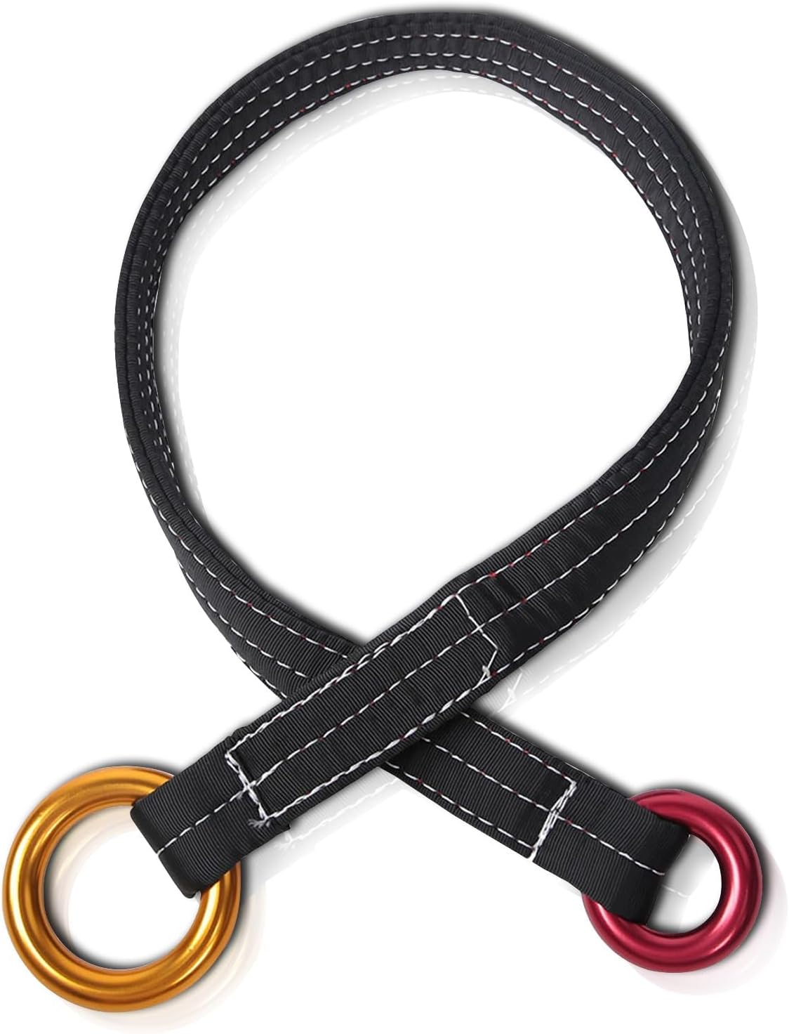HERCHR 22KN Retrievable Anchor, 90CM Outdoor Climbing Tree Lanyard Anchor Loop Belt with Two Hanging Rings for Garden Work Tree Arborist Friction Saver Loop Belt Sling Arborist Equipment