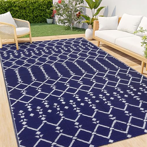 Smiry Outdoor Rug 8x10 ft, Waterproof Reversible Plastic Straw Rugs,