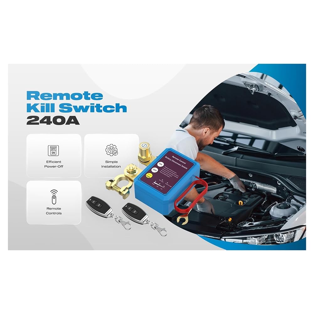 Coupe-batterie à distance 12 V 240 A, protection antivol pour camping-cars, véhicules tout-terrain et bateaux - Interrupteur d'arrêt automatique pour voiture