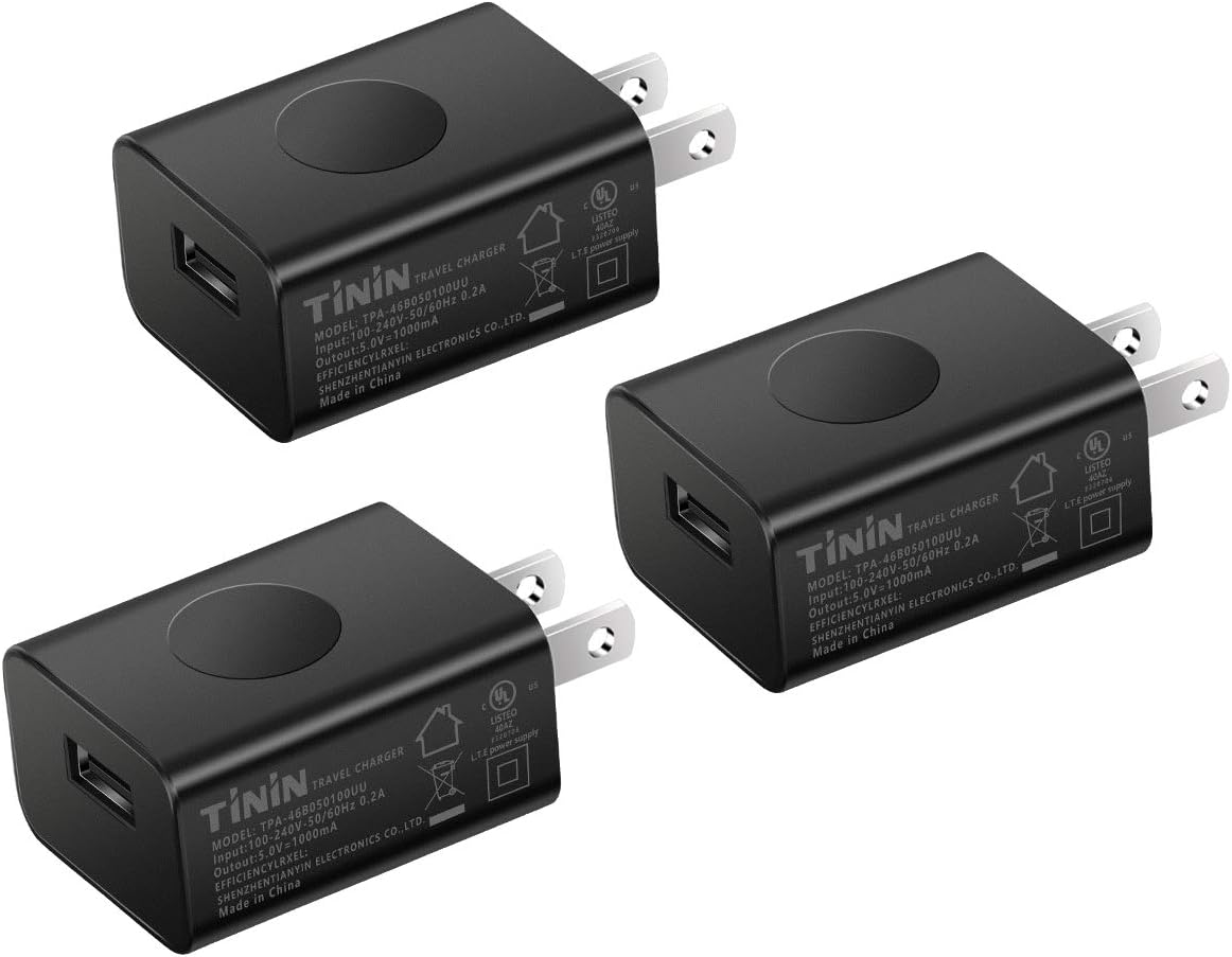 USB Wall Charger USB Charger Universal USB Plug Socket, 5V/1A UL Certified USB Charging Block Travel Charger USB Outlet,Quick Charge for iPhone iPad Samsung HTC Huawei LG and Nokia and More 3-Pack