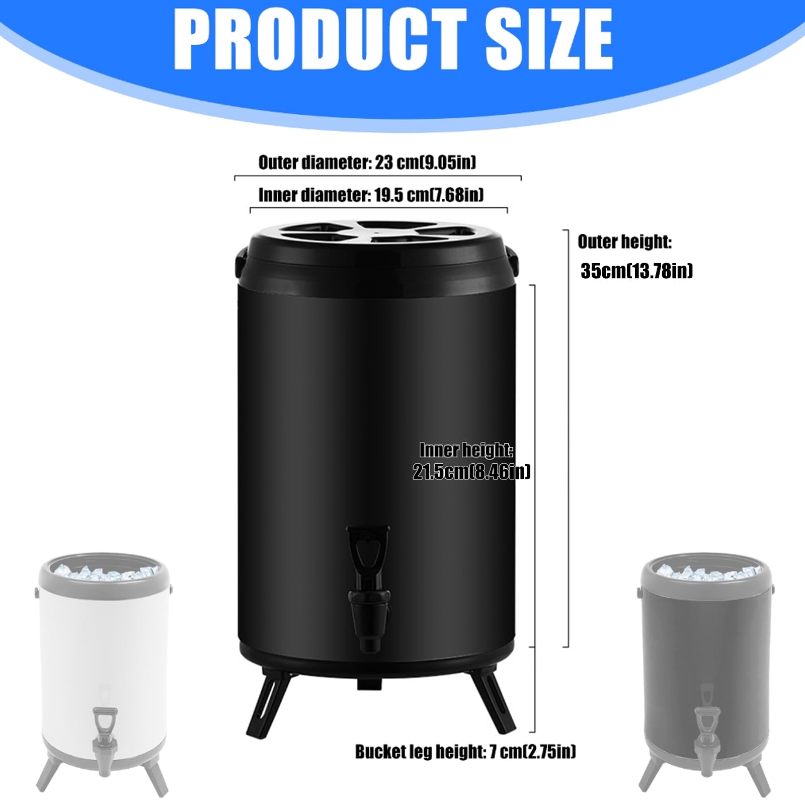 Dispensador de bebidas calientes de 8 litros de acero inoxidable blanco a prueba de fugas y para café, uso comercial, dispensador de bebidas de acero inoxidable para leche y café