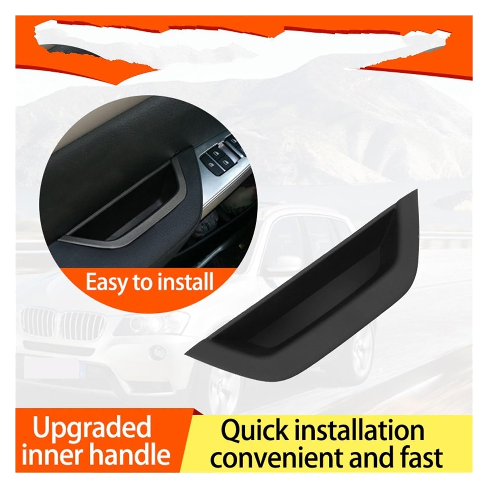 Garniture De Poignée De Porte Intérieure De Voiture, Compatible Avec BMW F25 F26 X3 X4 2011 – 2017, Côté Avant Gauche, Côté Avant Droit 51417250306 Poignées De Portières De Voiture(Black-RHD