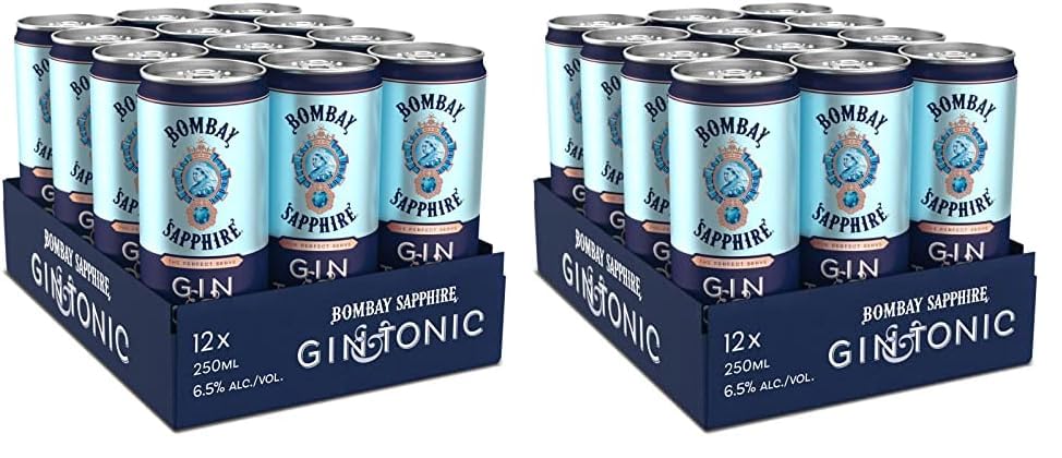 Bombay Sapphire Gin & Tonic Listo Para Tomar, la Lata Premezclad, 12 x 25 cl (Paquete de 2)