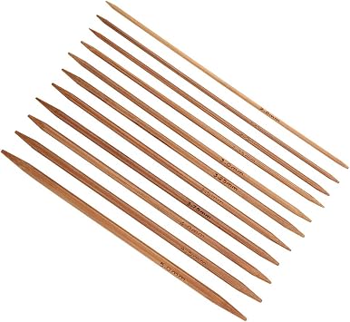 Akozon Double Pointed Knitting Needles Bamboo Knitting Needles Set 55pcs 11 Sizes 2-5mm Carbonized 5.1Inch/ 13cm Length, Great for Socks, Gloves, Hats and Scarfs