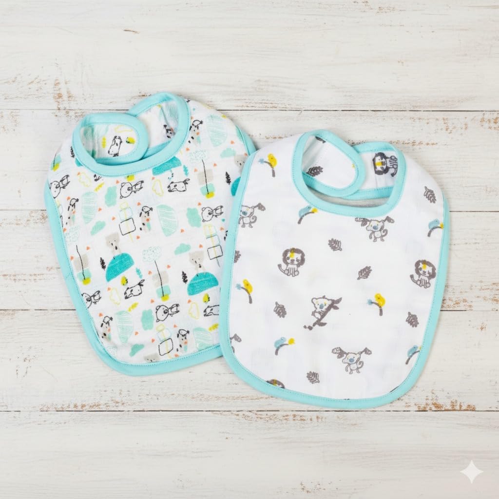 Mee Mee Baby Cotton Apron, Feeding Bibs Washable, Bibs Set for 0-12 Month (Pack of 2)-image-19