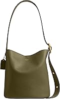 Coach Bleecker Bucket Bag - Spacious Natural Grain Leather Shoulder Bag, Fits 13" Laptop
