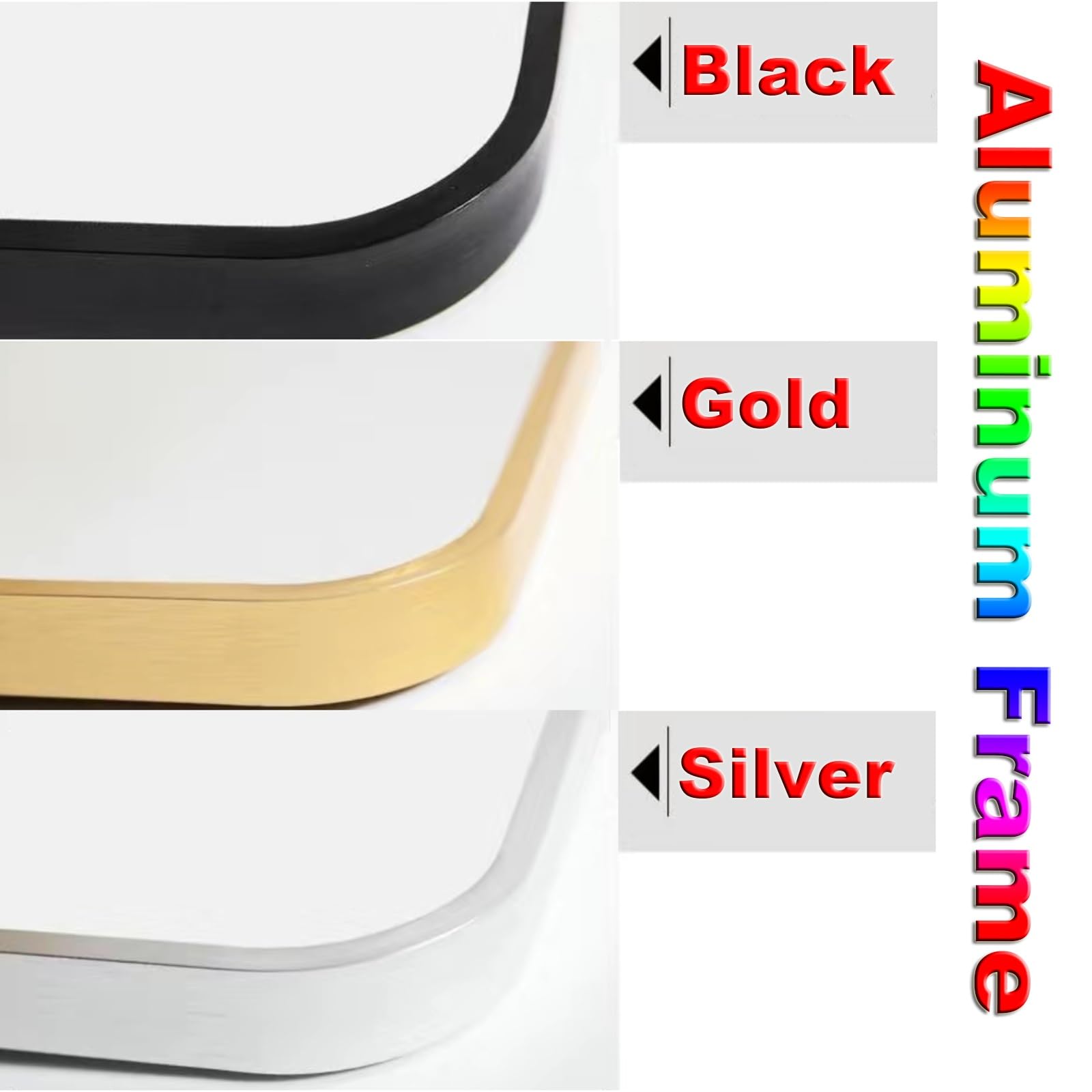 Specchio Espejo de pared rectangular giratorio de 360°, espejo de maquillaje con marco de metal de alta definición, espejo de baño retráctil con función antiexplosión, elegante y funcional (color