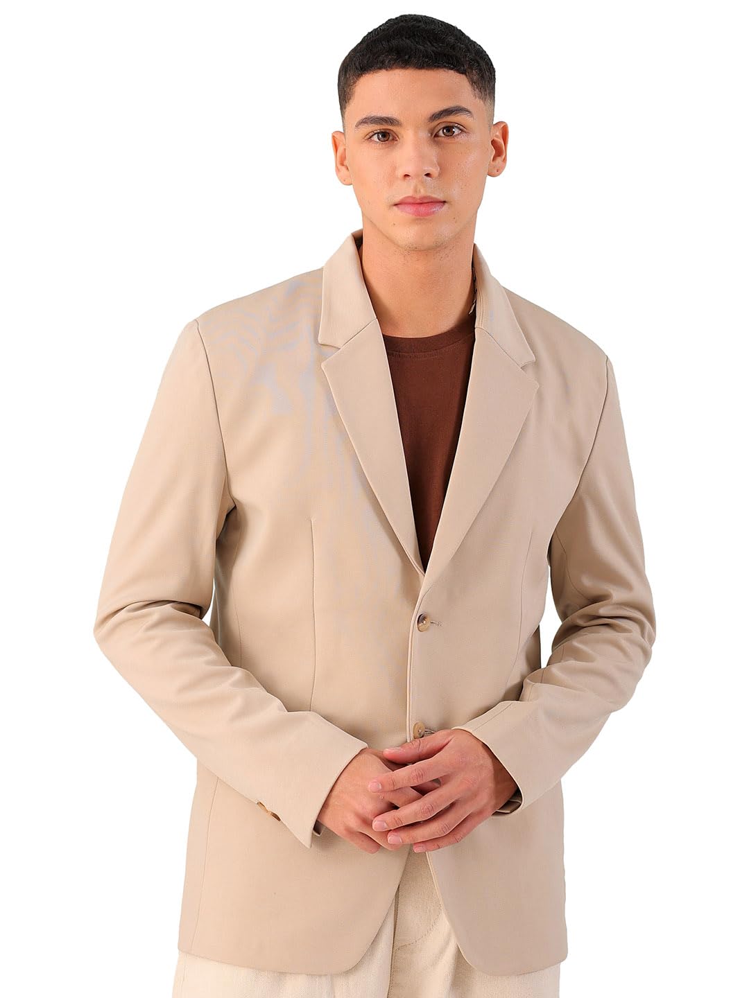 the indian garage co Men Comfort Straight Fit Solid Stretchable Single Breated Knitted Blazers-picture-38
