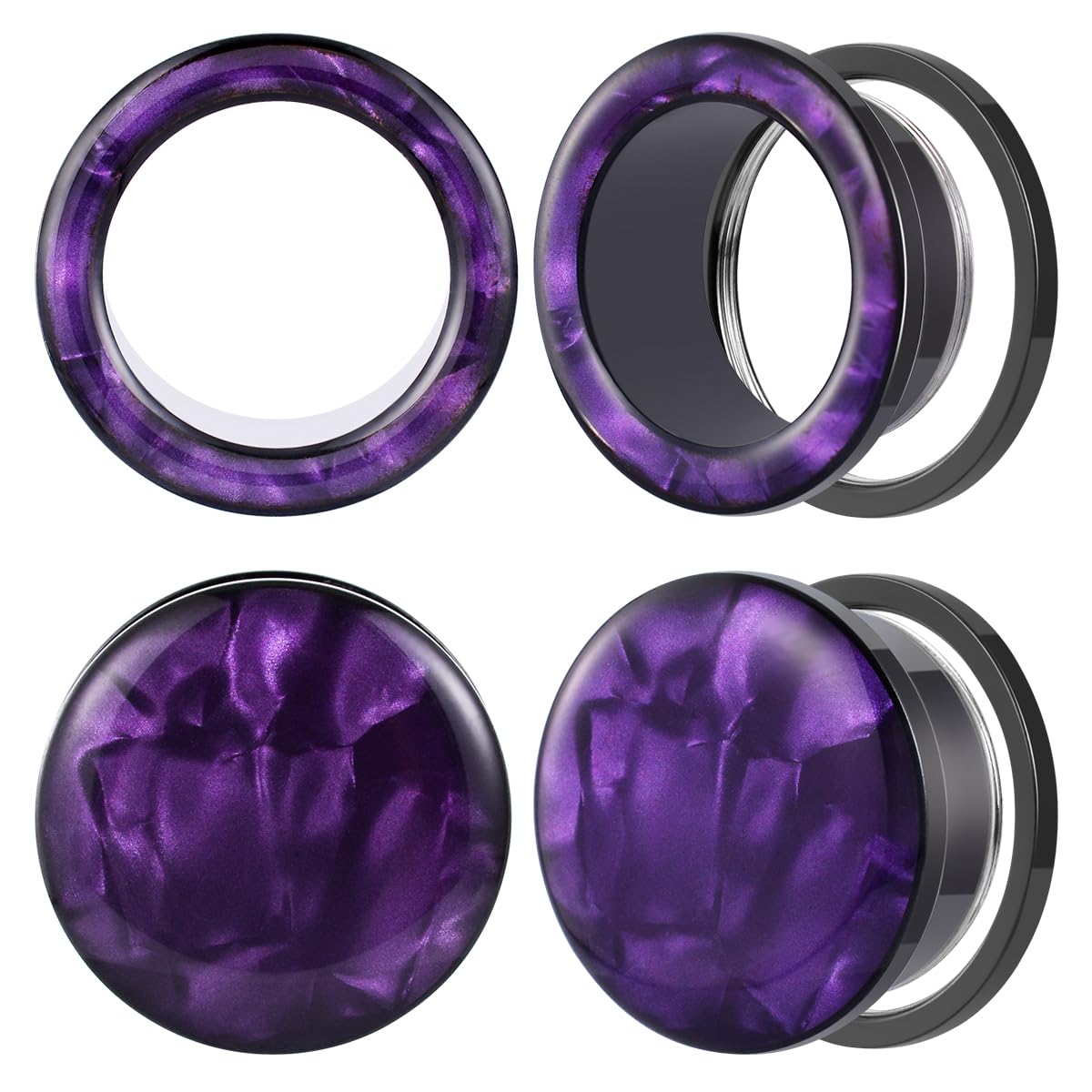 POBAISITER 4PCS Stainless Steel Ear Gagues Silverlight Tunnels for Ear Screw Fit Expander Stretcher Piercings