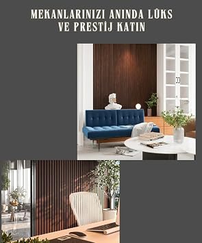Decoala Akustik Duvar Paneli, Teak Rengi, Ses Yalıtımlı, Modern Stil, 60x275 cm, 9mm Kalınlık, Ahşap Görünümlü (Koyu Ceviz)