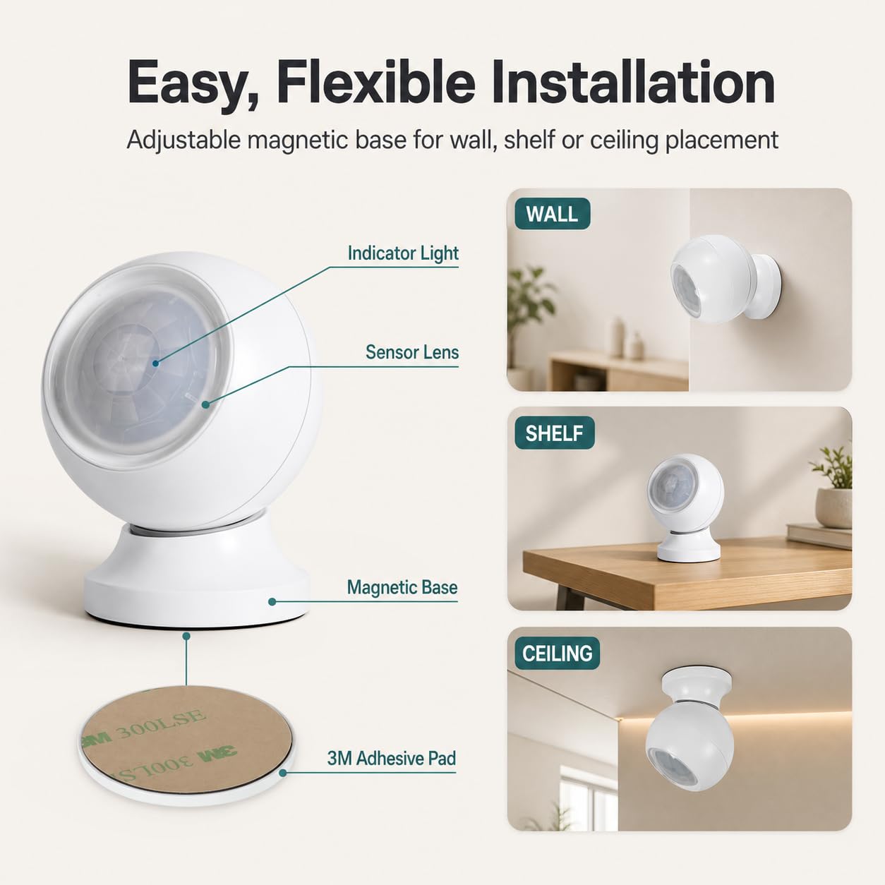 Sensor de presencia humana Zigbee, funciona con pilas, requiere