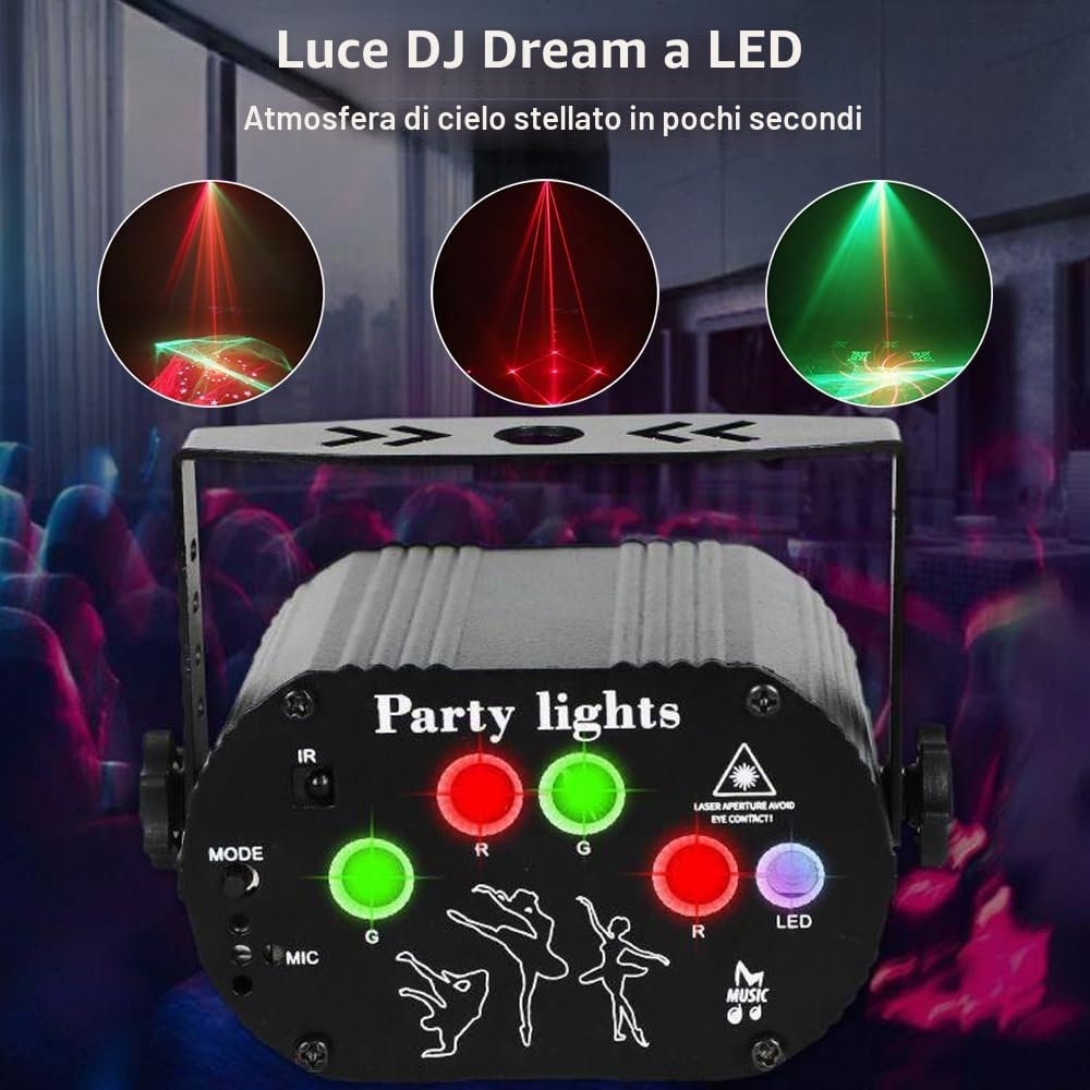 Luci Discoteca, Luci DJ, Strobo Discoteca Luce del partito con DMX Controller, Luci da Festa ad Attivazione Vocale con Cavo da 2M, Mini Illuminazione Della fase a LED per Karaoke, Festival, Compleanno