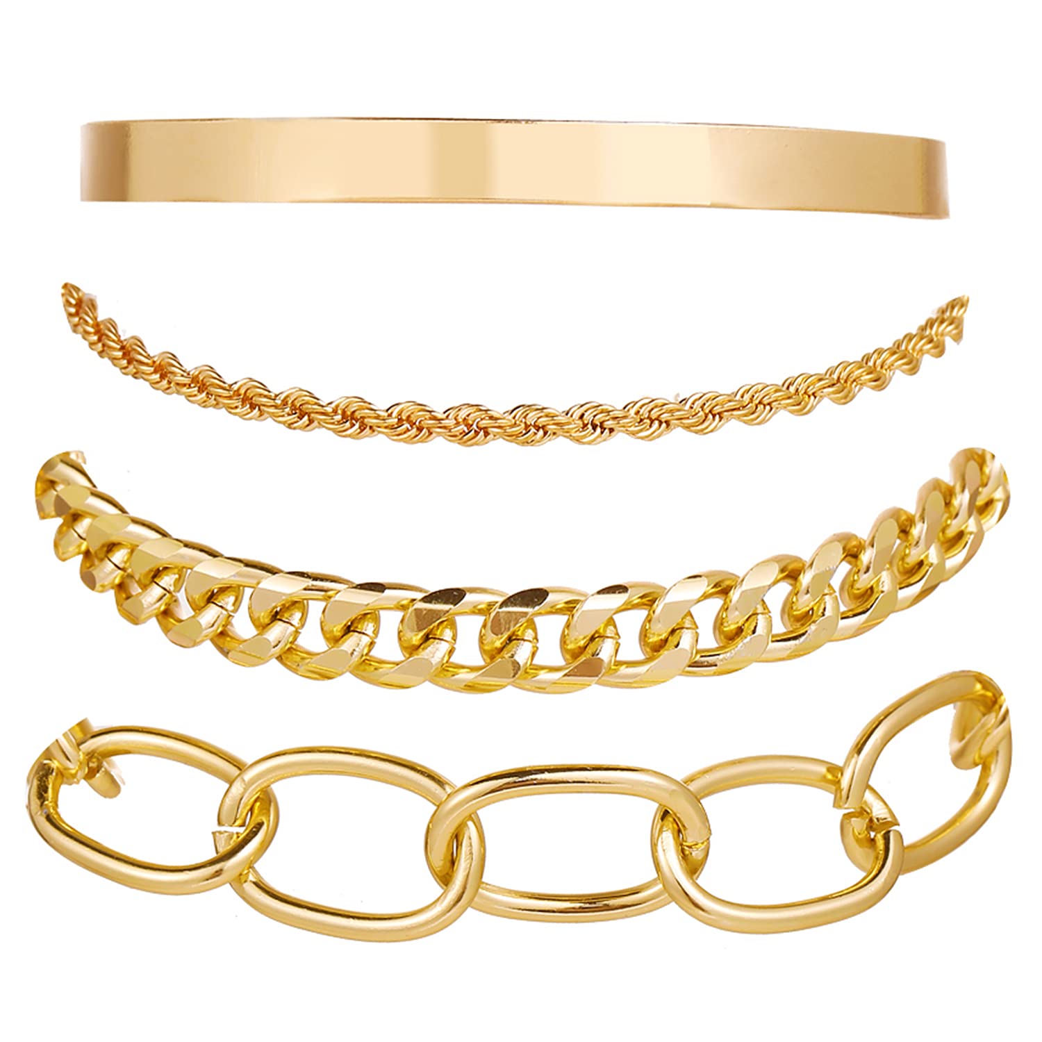 Peora Gold Plated Combo Set of 4 Bracelet for Women Men Kada Cuff Link Chain Fancy (B09C3TVCXW) Amazon Price History, Amazon Price Tracker