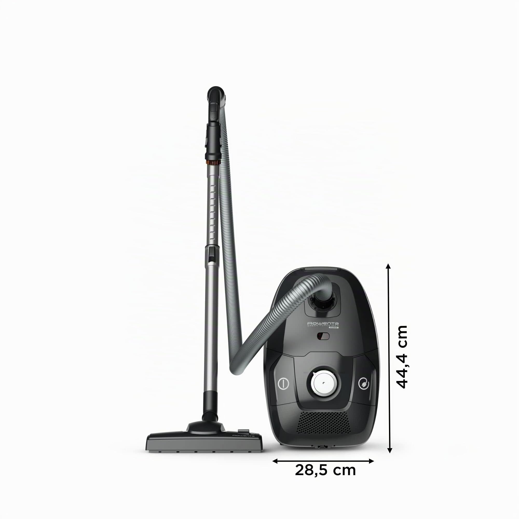 Rowenta Force Max Silence - Aspirador con bolsa de 900 W, hasta un 82% reciclable, gran filtración HEPA más de 99,98%, depósito de 4,5 L, cable de 8,4 m, incluye accesorios tapicerías, negro