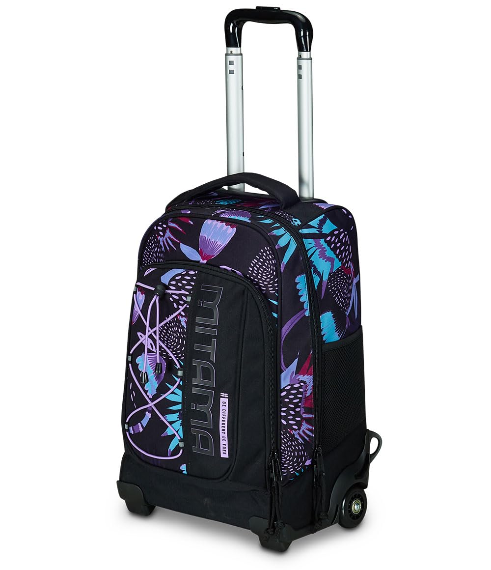 Mitama Trolley DR Scuola Purple Bloom,Con Mega Scomparto e Doppia Maniglia, Nero e Viola, Scuola Elementare e Tempo Libero, Bambina Ragazza