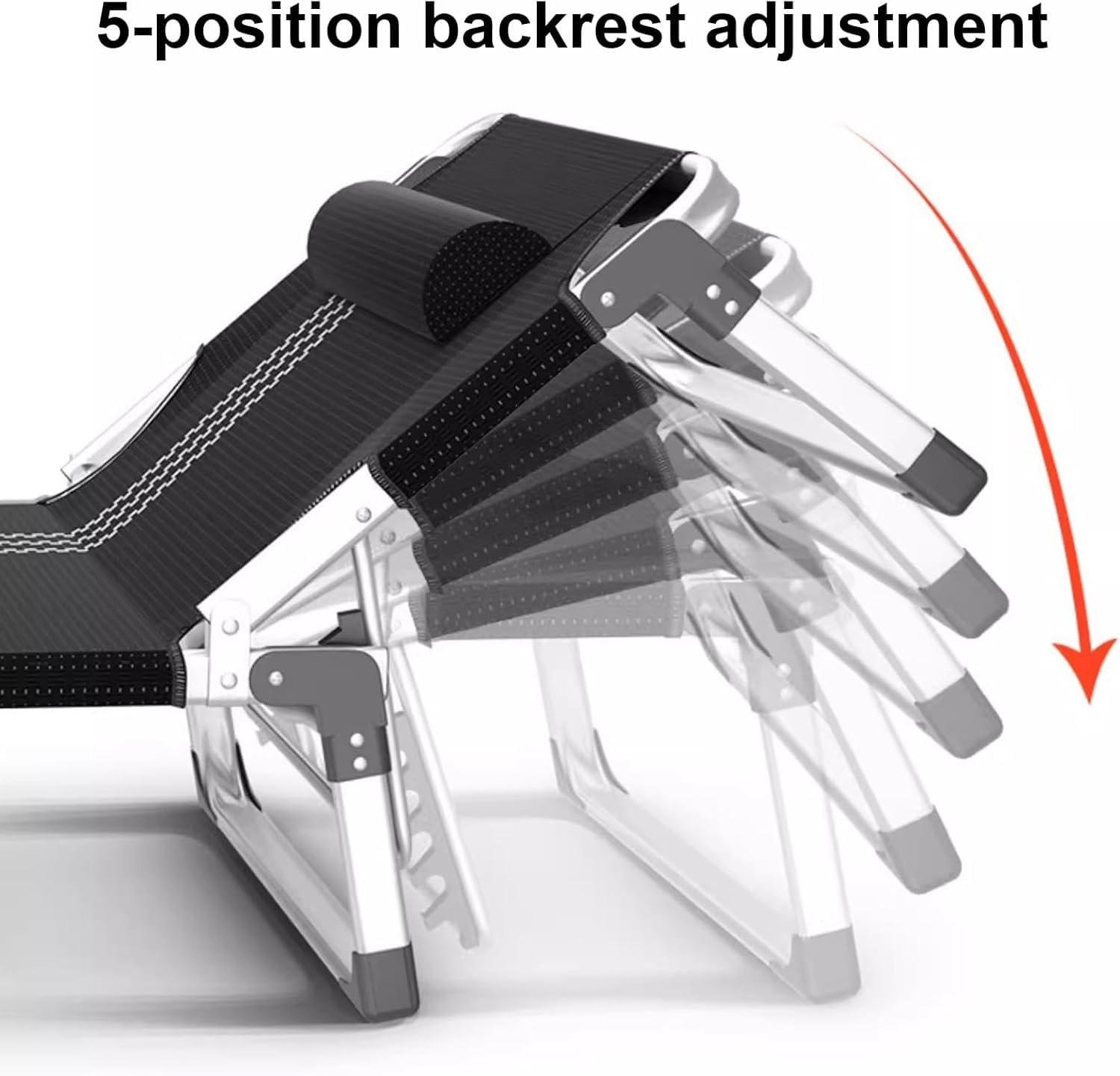 Opvouwbaar bed Campingbedjes voor volwassenen Aluminiumlegering Draagbaar Opvouwbaar slaapwiegje met matras 5-positie Opklapbare stoelbed