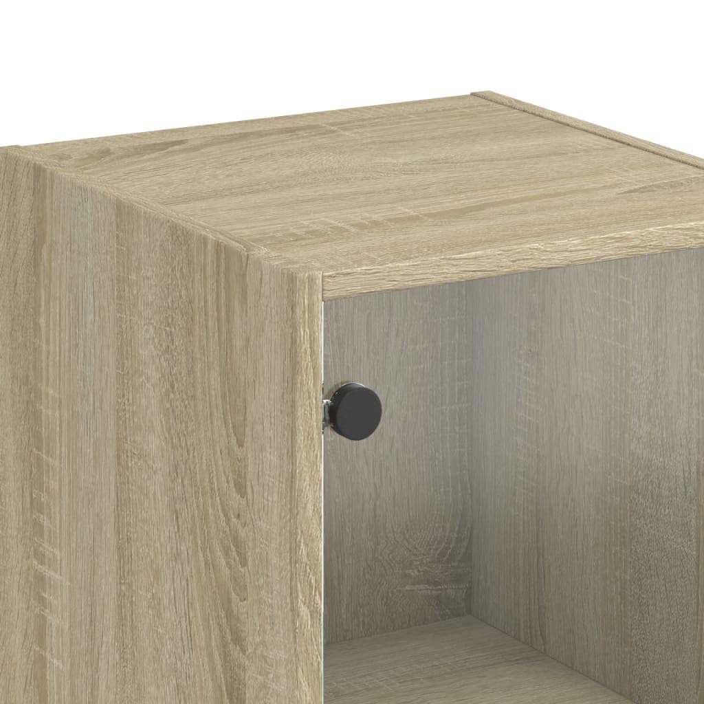 vidaXL Highboard, Beistellschrank mit Glastüren, Sideboard mit viel Stauraum, Schrank Kommode Hochschrank Wohnzimmer Schlafzimmer, Sonoma-Eiche