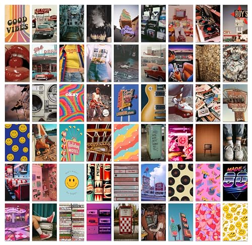Image of Pack of 54 Aesthetic Pictures Wall Collage Kit Posters - 4 x 6 Inches Wall Decor Poster - Wall Art For Bedroom, Living room, Office - 1 Tissue Tape