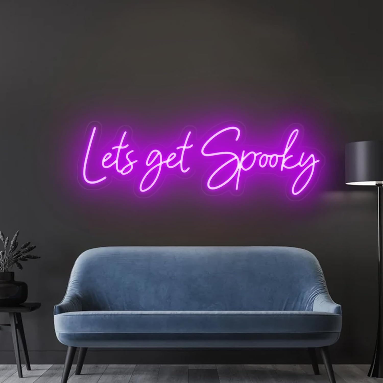 Let's Get Spooky Neon Sign 26inches Led Halloween Neon Light Signs for Wall Decor Halloween, Bedroom, Birthday Party, Bar Shop