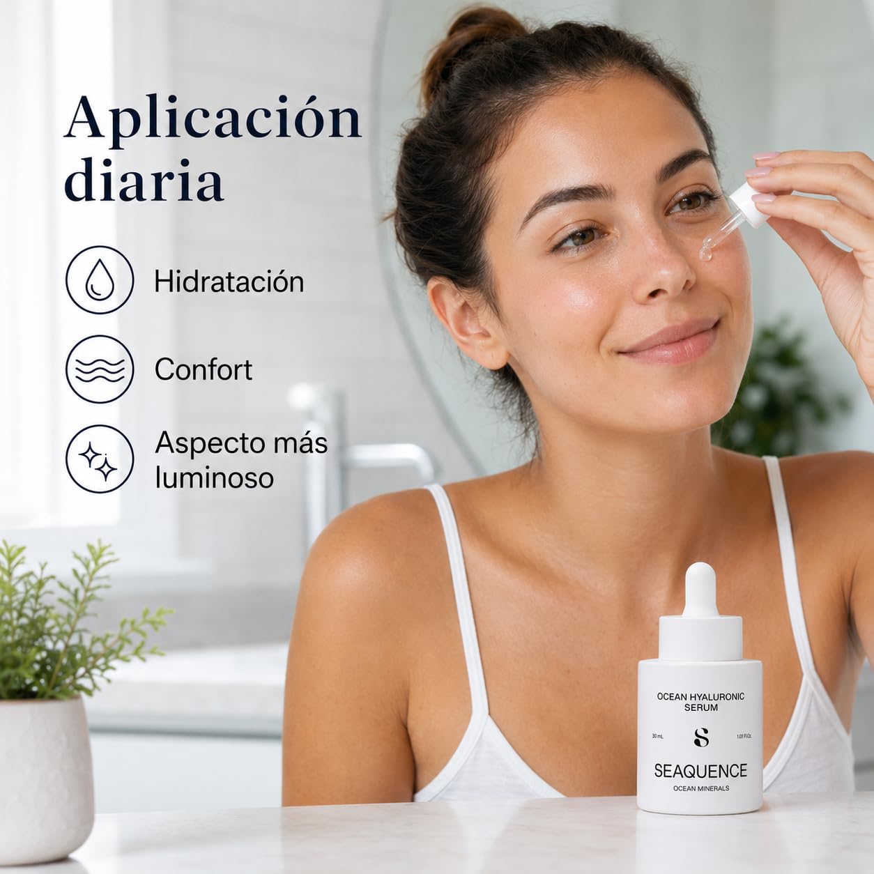 SEAQUENCE Ocean Hyaluronic Serum 30 ml | Sérum Facial Hidratante con Ormus Marino, Ocean Trace Minerals y 5 Tipos de Ácido Hialurónico | Luminosidad, Elasticidad y Firmeza | Todo Tipo de Piel