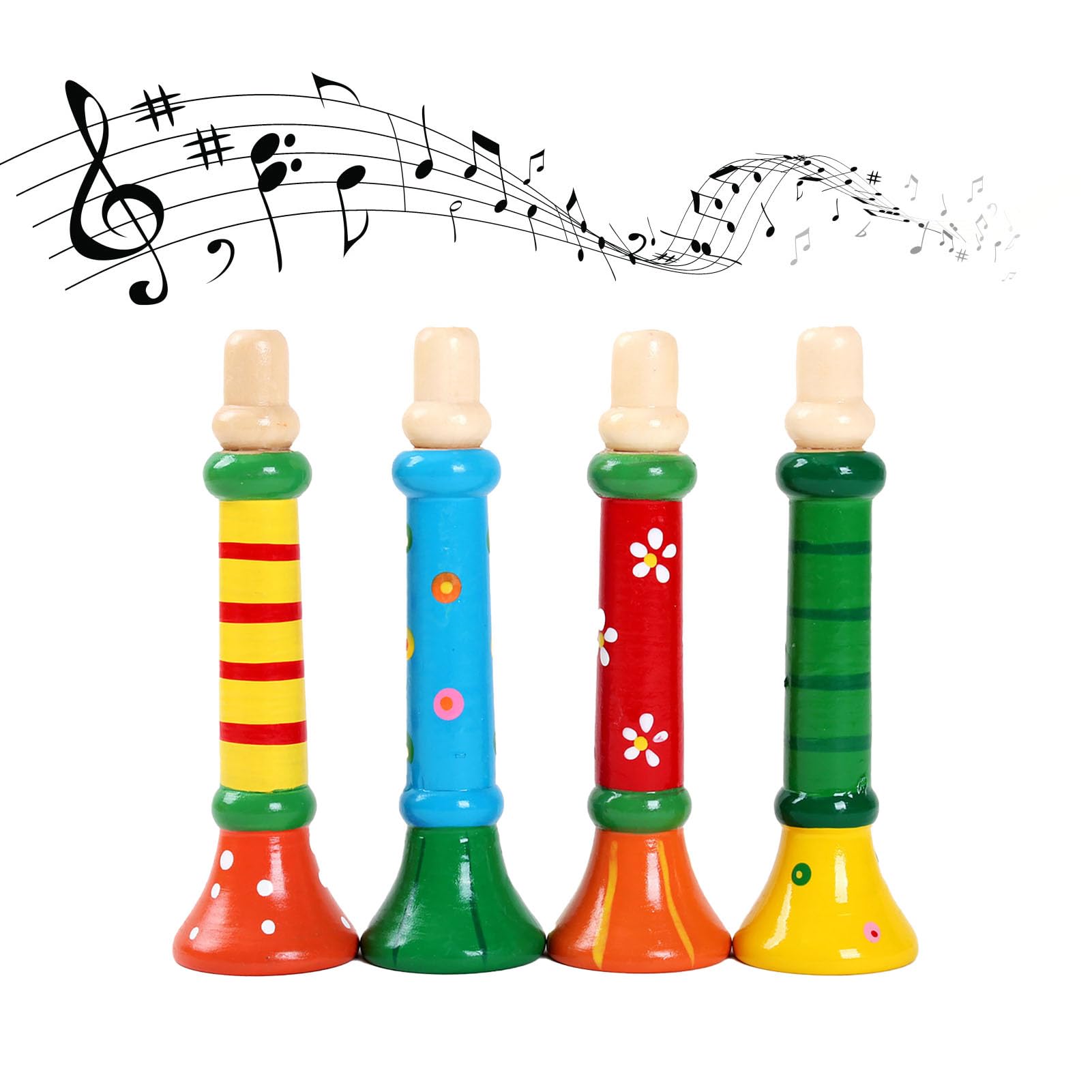 RASTKY Durable Wooden Trumpet Toy for Kids, Lightweight Trumpet Musical Instrument, Educational Music Education Whistle, Portable for Travel — view 2