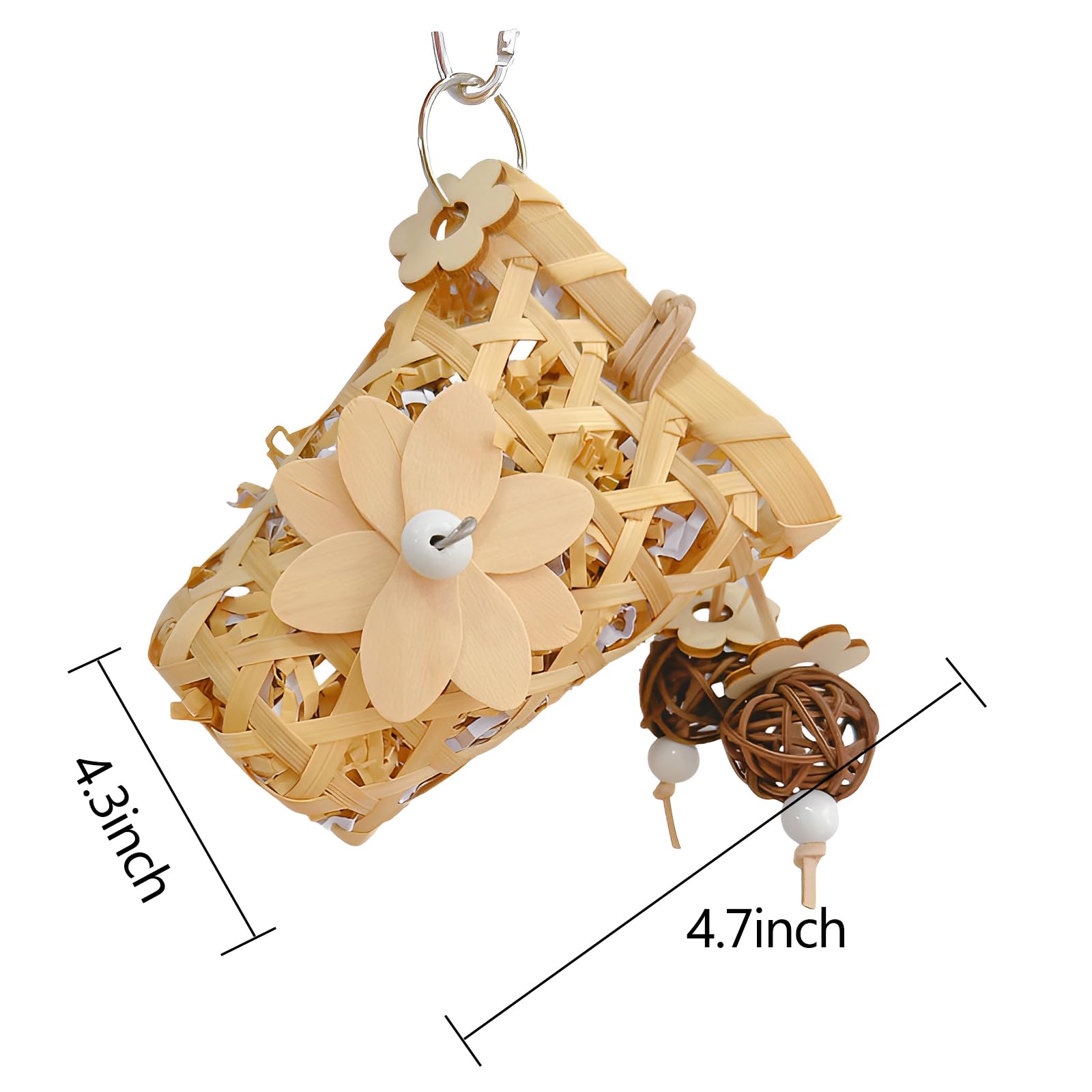 LJJDMI Bird Foraging Toy - Shredder Hanging Toy With Paper Cup, Loofah, Wood For Conures, Cockatiels, Budgies - View #7