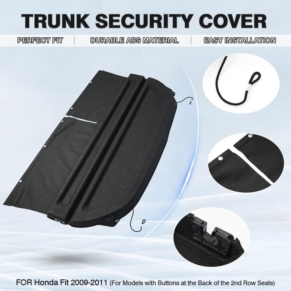 Autorder Cargo Cover for Honda Fit 2009-2011 - Trunk Cover Cargo Cover Board Privacy Screen Rear Security Shade for Fit Accessories