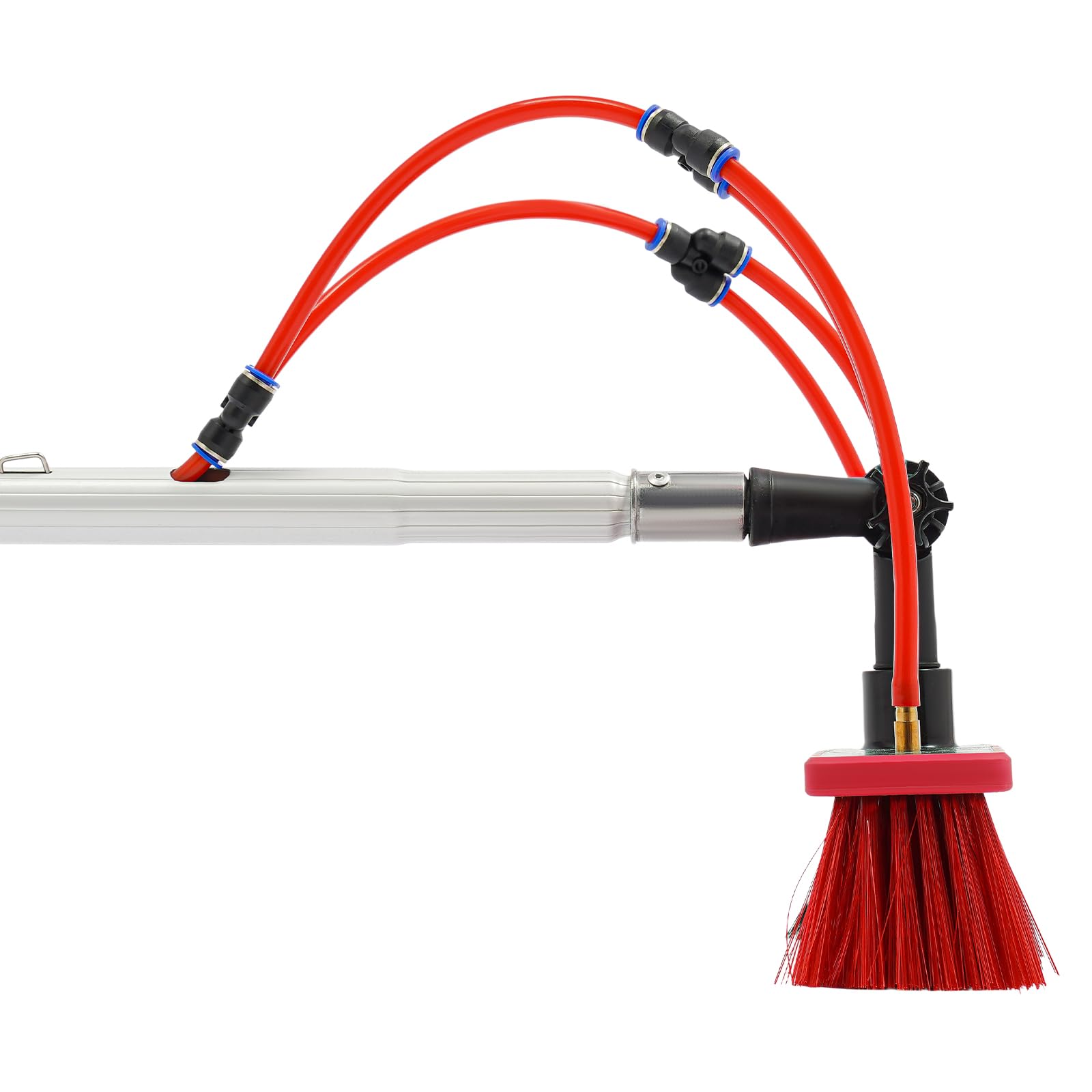 Cepillo de limpieza para paneles solares, cepillo de limpieza ajustable con barra telescópica de 5 m, cabezal de cepillo de 35 cm para limpieza fotovoltaica, limpieza de ventanas al aire
